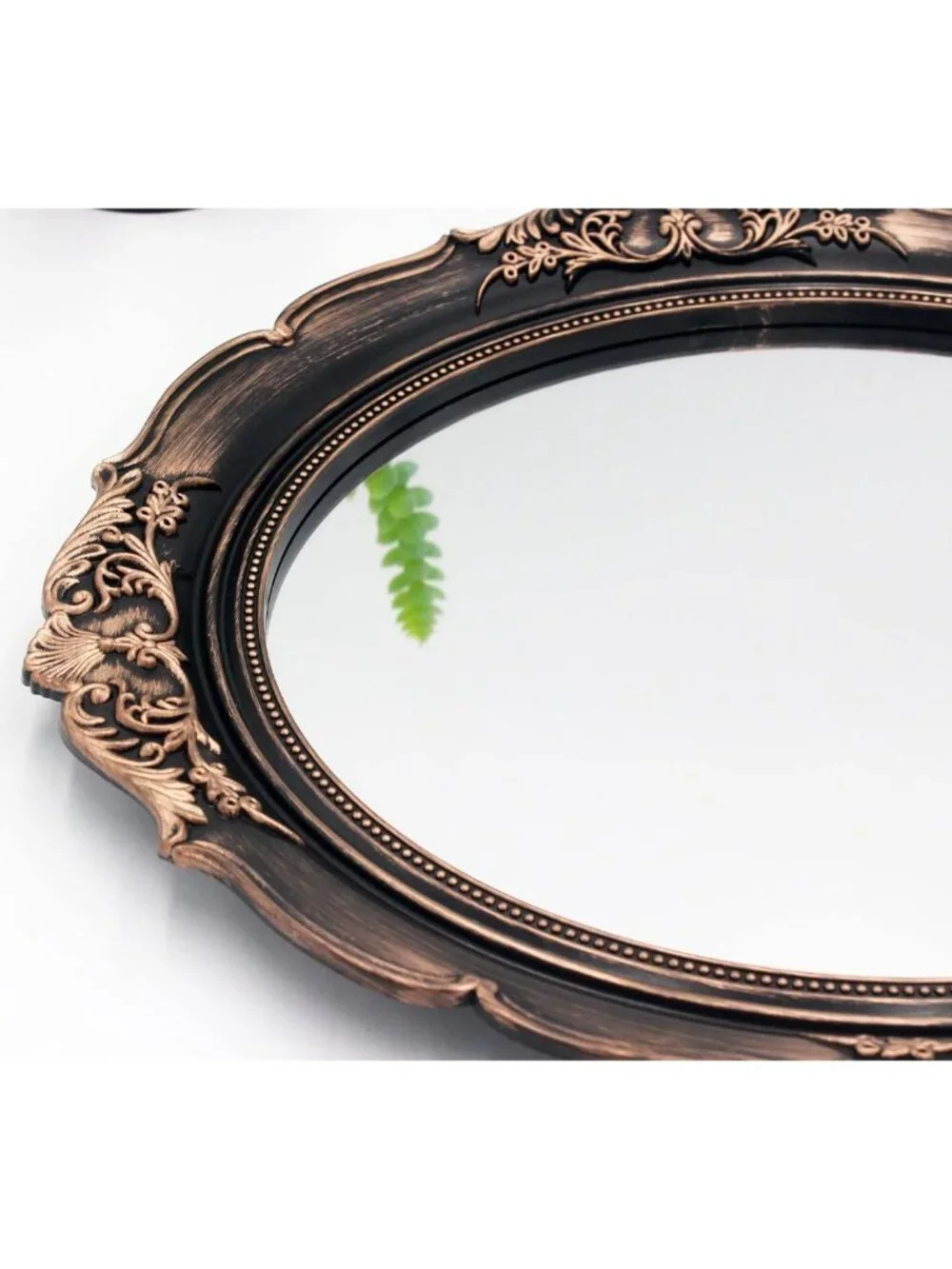 Vintage Oval Decorative Wall Mirror - 13.1x14.8 Inch Hanging Accent for Bedroom